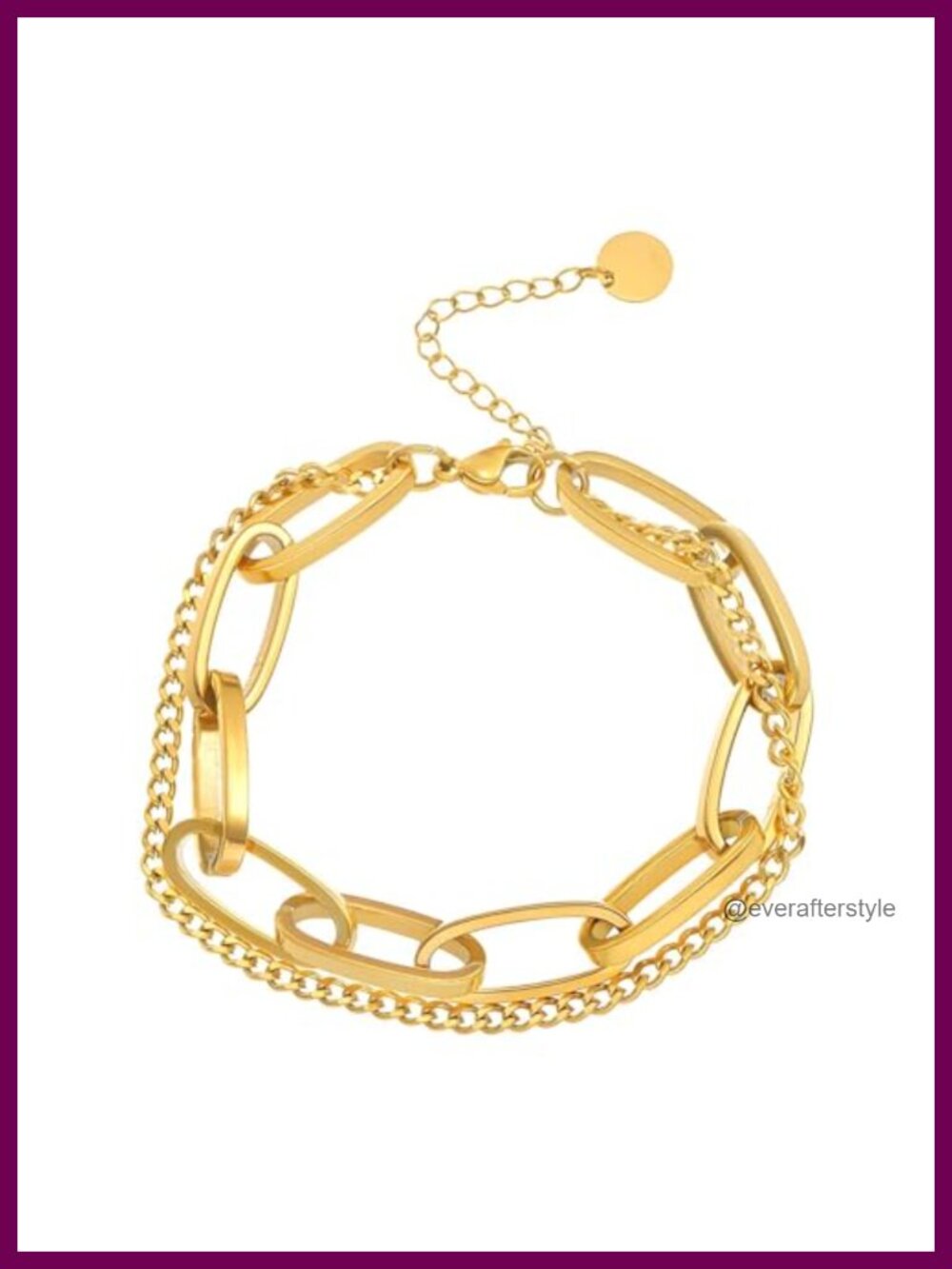 18K Gold Plated Chunky Chain Bracelet Waterproof Tarnish Free Adjustable